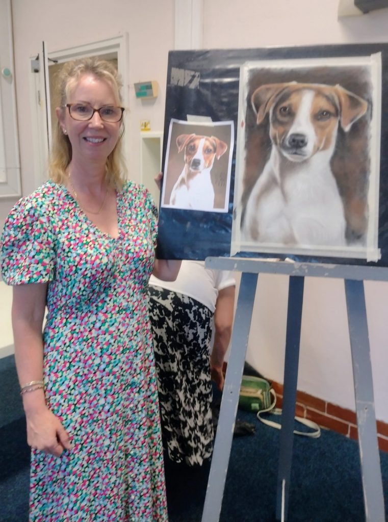 Andrea Naylor and pastel dog