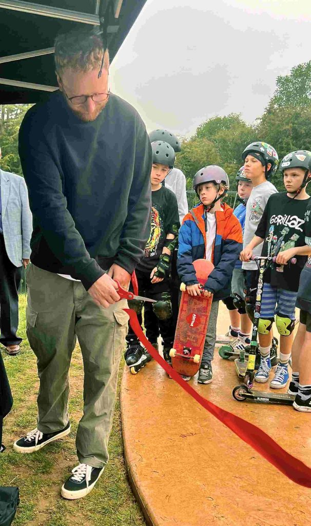 Ribbon cutting by Strawbz at Kibworth Skate Park