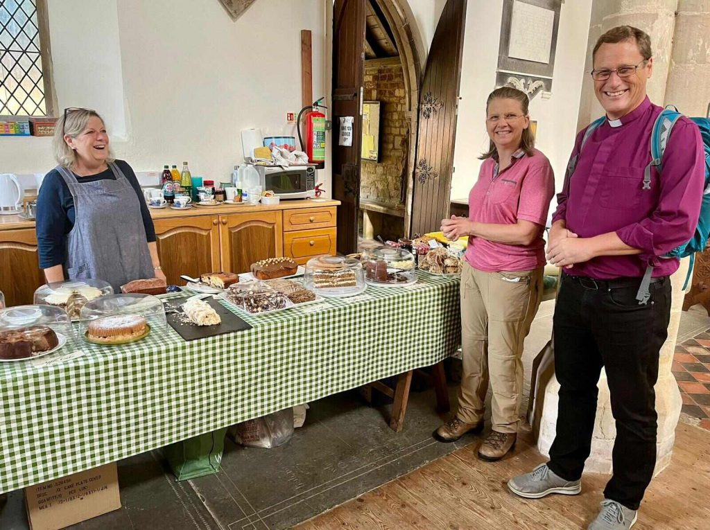 Pictured are L-R: Jane Mansell from St Helen's, Lynn and Bishop Martyn